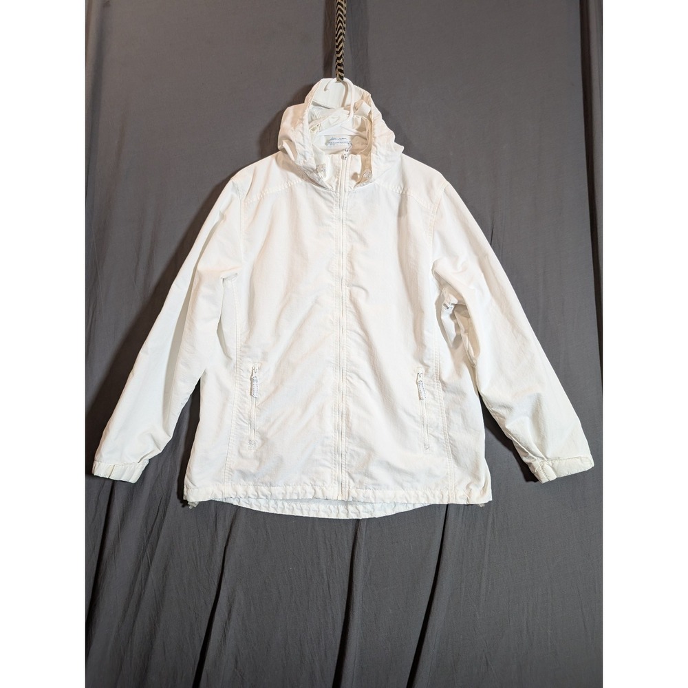 LANDS END Bomber Jacket Long Sleeve‎ Large (14-16) White Nylon